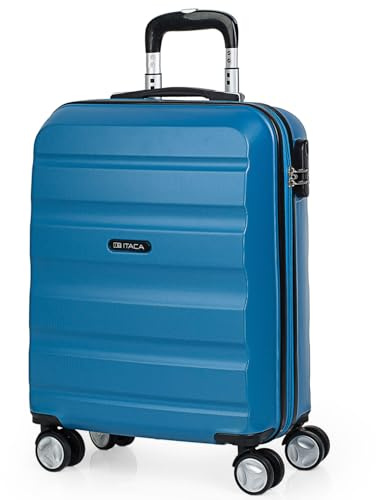 ITACA - Maleta de Cabina 55x40x20 - Maletas de Viaje Cabina rígidas Trolley 4 Ruedas Dobles para Avion Ligera Equipaje de Mano candado de combinación., Azul