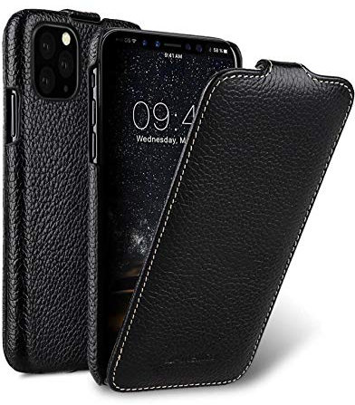 Hülle passend für Apple iPhone 11 PRO (5,8 Zoll), Handyhülle mit beschichtetem Leder, Flip-Case, Schutzhülle klappbar, dünne Handy-Tasche, Slim Cover, Schwarz