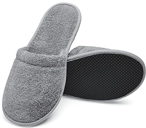 Arus 2 Paires Pantoufles de Mules - Taille: 38/42 EU ou 43/46 EU, Chaussons éponges Mules de Bain - 100% Coton Eponge