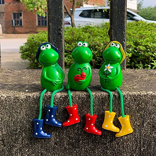 Unibos Set of 3 Outdoor Garden Ornaments Frog Sitting Toad Plant Pot Perchers