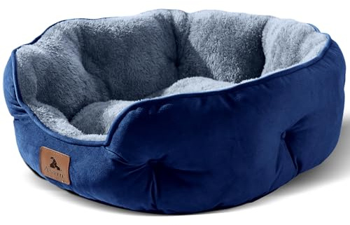 Asvin Small Dog Bed for Small Dogs, Cat Beds for Indoor Cats, Pet Bed for Puppy and Kitty, Extra Soft & Machine Washable with Anti-Slip & Water-Resistant Oxford Bottom, Blue, 20 inches