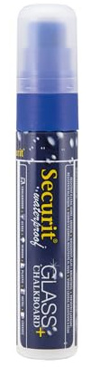 SECURIT - Pennarello A Gesso Liquido Resistente all'Acqua - Per Lavagne, Vetro, Metallo, Porcellana, Specchio, Plastica - Punta Grande 7-15mm - Colore Blu