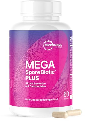 Microbiome Labs MegaSporeBiotic Plus with Antioxidants - Spore Based Probiotic, Active Bacteria Supplement to Boost Akkermansia, 4 Bacillus Strains for Gut Health - Vegan Probiotics (60 Capsules)