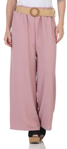 simaranda Palazzo Culotte - Pantalones anchos de verano para mujer, estilo Marlene para ocio, yoga, negocios, 2576, altrosa, 36/40 ES