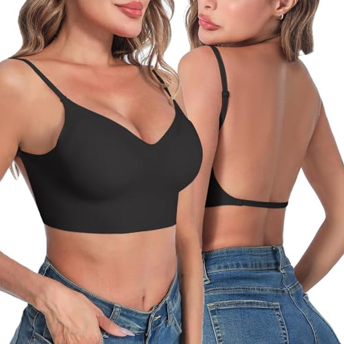 Générique Femmes Soutien-Gorge Dos Nu - Soutien-Gorge Invisible, sans Coutures légèrement doublé, Dos Ouvert à découpe Basse, Convertible en Soutien-Gorge Dos Nu Multiway Halter
