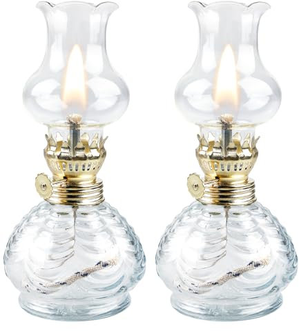 Petroleumlampe Öllampe Laterne, 2 Stück Petroleum-Sturmlaterne, Öllampen Aus Glas, Retro Nostalgie Transparente Einstellbare Helligkeit, Petroliumöllampe Für Wohnzimmer Esszimmer Notfalleinsatz