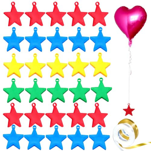 30 Pieces Balloon Weight with Ribbon for Helium Balloons - Colorful Party Decoration Supplies for Birthday, Wedding and Celebration