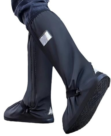 Eterspr Lluvia Cubre Botas Lluvia Bicicleta, Cubrebotas con Reflectores, Cubrecalzado Impermeable, Reutilizable y Plegable, Unisex Para Bicicleta, con Reflectores