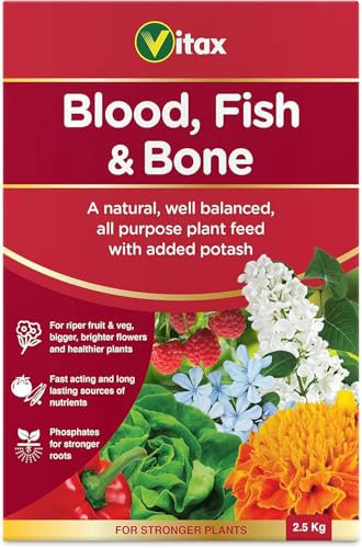 Blood Fish & Bone Fertilizer – Organic Multi-Purpose Plant Food for Vegetables, Fruits & Flowers – Promotes Healthy Growth, Vibrant Flowers, & Better Ripening (2.5kg)