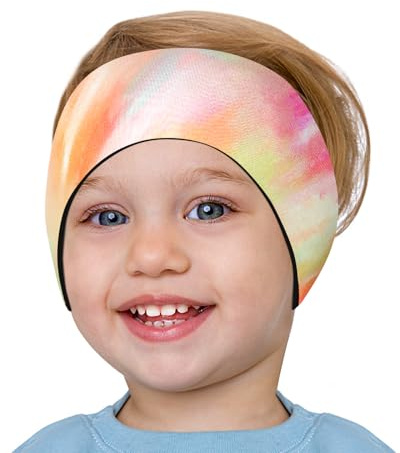 HeySplash Fascia da Nuoto, Fascia di Protezione per Orecchi da Nuoto, Protezione per Orecchie in Neoprene per Bambini e Ragazzi, Fascia Impermeabile per Nuotare, Taglia S, Giallo Rosa