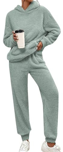 Celanisai Tuta da casa da donna morbida taglie forti pigiama invernale in pile tuta per il tempo libero 2 pezzi felpa con cappuccio e pantaloni lounge morbida comoda loungewear morbida comfort set