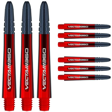 WINMAU Dart Shaft - Vecta Blade360 Polycarbonate Dart Stems - 1 Set per pack (3 darts Shafts in total) - Professional Darts Accessories - Red & Black Blade360 Medium Shafts