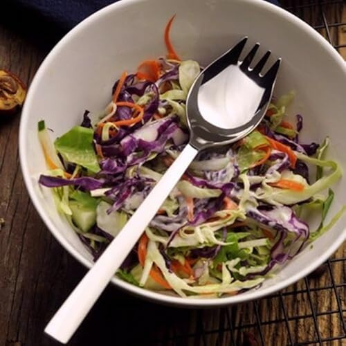 Yuanpgky Juego de tenedores de acero inoxidable de 5 piezas, para sopa, ensalada, fideos, cuchara, tenedor, cubiertos con acabado de espejo