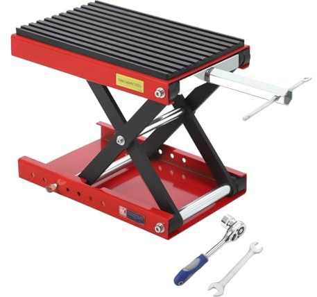 RBFGYIOP Cric a pantografo per Moto 1200 lbs – Sollevamento Sicuro e Stabile – Piattaforma Ampia Antiscivolo – Ideale per Moto, ATV e Cruiser – con Spina di Sicurezza