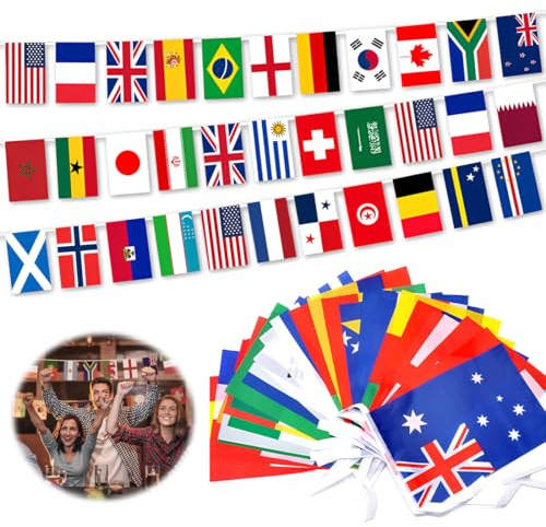 DOVBAN Bandiera Coppa Del Mondo Di Calcio 2026,42 Paesi Partecipanti Bandierine Del Mondo,Ghirlanda Decorative Per Bar Club Giardino Ristorante Decorazioni