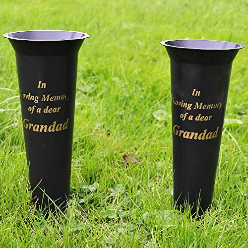Set of 2 Grandad In Loving Memory Spiked Memorial Grave Flower Vases