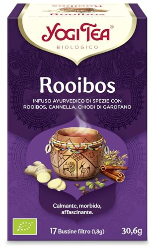 Yogi Tea, Rooibos Bio - Infusión Ayurvédica - Mezcla de Rooibos Canela y Clavo - Sin Cafeína - Pack de 6x17 bolsitas (102 bolsitas en total)