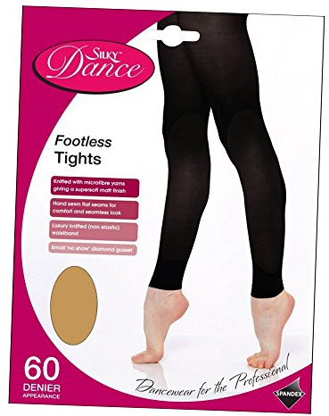 Silky super weich Fußlos Tanzstrumpfhosen mit flacher Nähte - Hellbraun, Large (42-48 Hip)