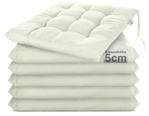 Brandsseller Sittdyna, dekorativ kudde, stolkudde, prydnadskudde, trädgårdskudde – 9 quiltning – i olika motiv (6-pack, vit)