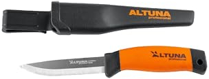 Altuna Puñal Multiusos - Modelo 8450 - Hoja 10 cm - 21,5 cm de Longitud - Cuchillo de Acero Inoxidable - Incluye Funda - Color Negro y Naranja - Accesorios y Mantenimiento