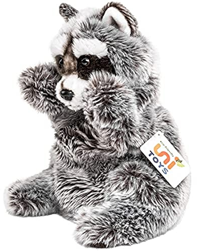 Uni-Toys - Marionnette Raton Laveur - 26 cm (Hauteur) - Ours, Animal de la forêt - Peluche, Doudou