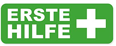 Aufkleber Erste Hilfe für Medizinschrank Verbandsmaterial Hinweis Schild grün Sticker Wetterfest und UV-Beständig