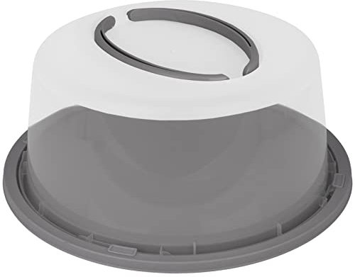 Koopman Kuchenhaube pastell mit Farbwahl Tortenbehälter rund Kunststoff Tortenbox Kuchenbehälter Tortenglocke Transportbehälter Kuchen Torten Box (Pastell grau), Transparent