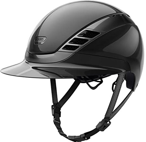 ABUS PIKEUR AirLuxe Chrome L.V. Reithelm Shiny Black, Größe:L