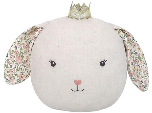 MON AMI Faith Bunny Accent Décor Pillow 12x11”, Plush Rabbit Cuddle Cushion, Decorative Throw Pillow for Child’s Nursery, Bed, Couch, Cute Room Décor