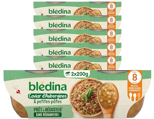 Blédina - Prêt à Déguster - Caviar d'Aubergine & Petites Pâtes - Dès 8 mois - 12x200g