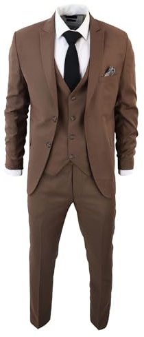 Costume Homme Classique pour 3 pièces Coupe ajustée Vintage pour Le Bureau Mariage ou soirée - Marron 60