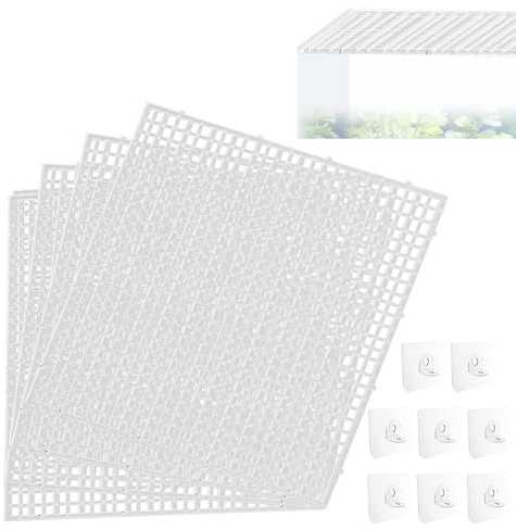 QoTang 4 PCS Aquarium lid Hood, Fish Tank Top Cover, Plastic Grid Panel Fish Tank Lid Aquarium Cover lid to Prevent Fish from Jumping Out of The Tank and Reptile Pet from Escaping