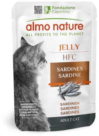 Almo Nature HFC Jelly – Nourriture Humide pour Chats Adultes – Sardines – 55 g, Lot de 24 Sachets