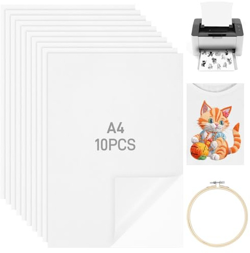 10Stk Stickvlies Wasserlöslich, A4 Wasserlösliches Stickvlies Selbstklebend, Druckbar Stickvorlagen Wasserlöslich, Stickvlies Ausreißbar Stickfolie Wasserlöslich mit Strickrahmen für Nadelarbeiten