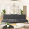 Homgoday Schlafsofa 2-Sitzer Klappsofa Loungesofa Bettsofa Bettcouch Sitzsofa Sofa Couch Sitzmöbel für Wohnzimmer Empfang Dunkelgrau Samt