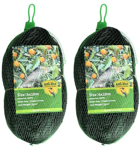 LINSOCLE Rete di protezione per uccelli, 6 m x 10 m, colore nero, rete di protezione per uccelli, rete di protezione contro uccelli, frutta e verdura per la protezione contro uccelli
