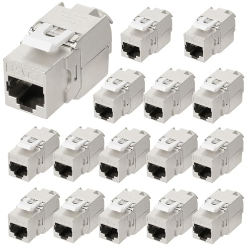 OFFCUP 16 accoppiatori RJ45, jack Keystone non schermato Cat7 da 10 Gbps, modulo Ethernet in linea diritto femmina a femmina, connettore Ethernet senza attrezzi di grado