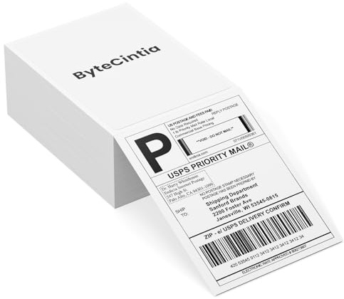 ByteCintia Étiquette d'expédition thermique directe de 10,2 x 15,2 cm compatible avec le rédacteur d'étiquettes. Papier d'affranchissement perforé pour ByteCintia
