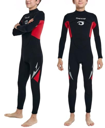 Owntop 2.5mm Kids Wetsuit – Girls Boys Neoprene Wet Suit Full Wetsuits, Back Zip Thermal Diving Suit for Youth Teen Watersports