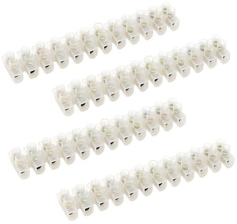 4 Pack 30A Electrical Connector Blocks, 12 Way Terminal Block Strip Electric Connectors for Wiring Screw Type Chocolate Electric Wire Connectors for Wiring Cable Household Appliances