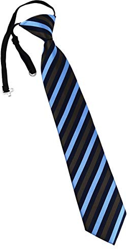 TigerTie Barnslips i randigt mönstrad – slips förbunden med elastiskt band, Brun ljusblå