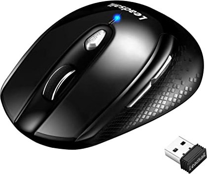 LeadsaiL Leise Kabellose Maus 2,4 GHz 1600 DPI Optical Tracking, 6 Tasten Optische Computermaus, PC Maus mit USB Nano Empfänger, Kompatibel mit PC, Mac, Laptop - Schwarz