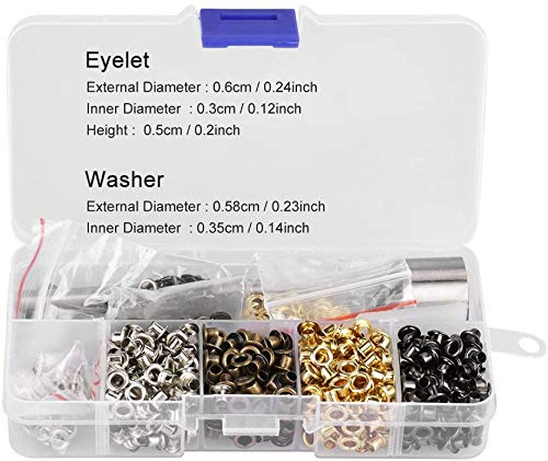 HEEPDD Oeillets Simples 4 Couleurs, Rivets pour Artisanat Cuir avec Outils d'installation rondelles Renfort Autocollant pour réparation Tissu et Fabrication Cuir