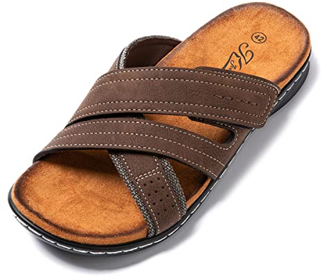 JOMIX Sandales Homme à Scratch Chaussures de Plage Tongs Hommes Chaussons d'été Confortables pour Maison Piscine Douche