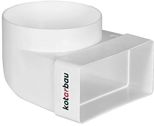 KOTARBAU® Pieza de desviación 90° para canal de ventilación 110 x 55 mm, pieza de transición de plástico Ø 100 mm, blanco, conector de canal, codo de canal, canal de extracción, entrada de aire