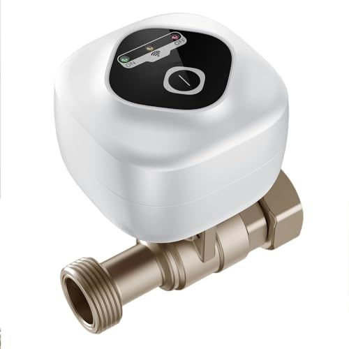 HUIOP WiFi smart kulventil, automatisk vattenavstängningsventil, automatisk vattenavstängningsventil, applikationskontroll, 3 synkroniseringslägen, vatten- och gasläckningslarm,