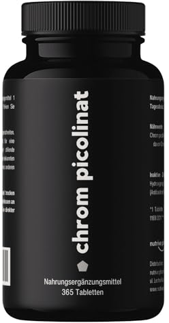 Chrom aus Chromium Picolinate - hochdosierte 200mcg chrom pro Tablette - Optimaler Gesundheitszusatz zur Unterstützung des Stoffwechsels - 365 Leicht zu schluckende Tabletten