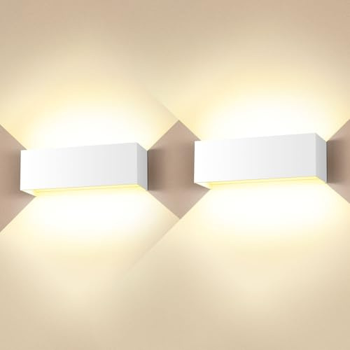 Cwycfw Lampada da parete a LED da 36 W, per interni/esterni, 2 pezzi, lampada da parete regolabile su e giù, colore bianco caldo, 3000 K, per esterni, IP65, impermeabile
