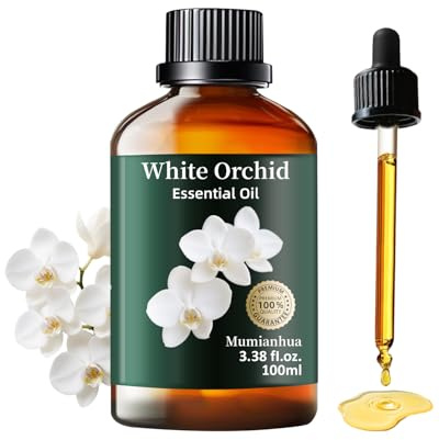 Olio essenziale per orchidee bianche Mumianhua Olio essenziale di orchidee bianche pure, olio per aromaterapia per diffusore, pelle, shampoo, profumo, candele, saponi, 100 ml