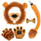 FUIPVGI 5 Pezzi Kit di Accessori per il Costume da Leone, Orecchie di Leone Peluche,Fascia per Capelli Coda Naso Papillon e Guanti,Set di Costumi da Animale,per Feste Tema Compleanno Halloween(Leone)